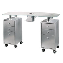 Table De Manucure PEGGY En Verre Et Métal