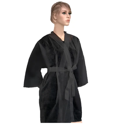 Peignoir Kimono Jetable Noir 100pcs 1 Peignoir Kimono Jetable Noir 100pcs