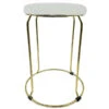 Tabouret Bouclettes Blanches Pieds Acier Doré