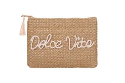 Pochette En Paille Tréssée Dolce Vita Stella Green